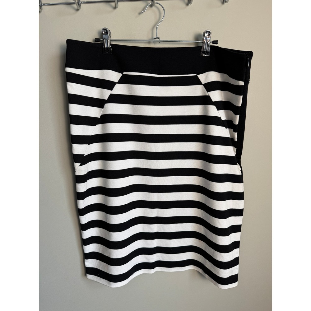 Dolce Vita Womens Black White Striped Pencil Skirt 10 Nautical Office Chic
